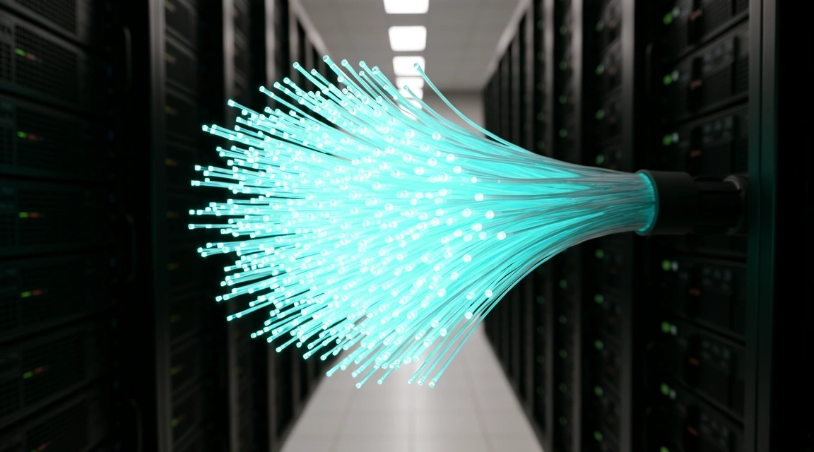 Sequential data flow represented by fiber optics